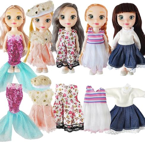 6.3" Mini Girl Dolls, includ Handmade Baby Doll Clothes, 2 Sets 6.3" Mini Girl Dolls, 2 Pairs of Shoes in Kuwait