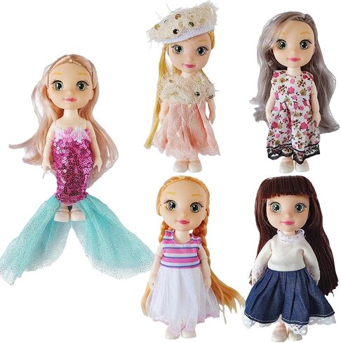 6.3" Mini Girl Dolls, includ Handmade Baby Doll Clothes, 2 Sets 6.3" Mini Girl Dolls, 2 Pairs of Shoes in Kuwait