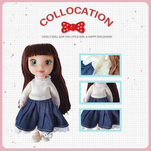 6.3" Mini Girl Dolls, includ Handmade Baby Doll Clothes, 2 Sets 6.3" Mini Girl Dolls, 2 Pairs of Shoes in Kuwait