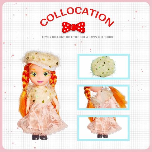 6.3" Mini Girl Dolls, includ Handmade Baby Doll Clothes, 2 Sets 6.3" Mini Girl Dolls, 2 Pairs of Shoes in Kuwait