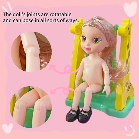 6.3" Mini Girl Dolls, includ Handmade Baby Doll Clothes, 2 Sets 6.3" Mini Girl Dolls, 2 Pairs of Shoes in Kuwait