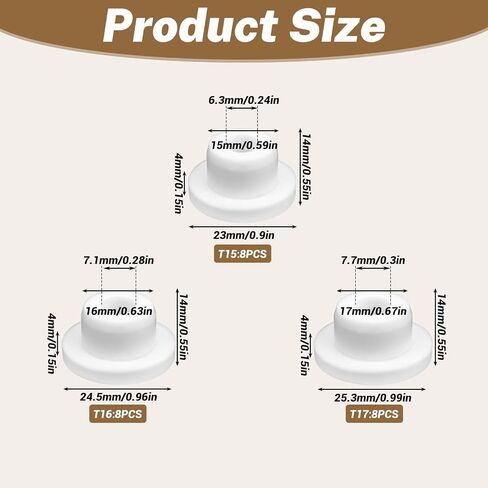 24Pcs Silicone Hole Plug, Hole Plug White Waterproof Silicone Stopper White Plug Seal Plug Tube Plugs Replacement Hole Plug 3 Sizes Fit for 14mm 15mm 16mm Bathtub Hole in Saudi Arabia