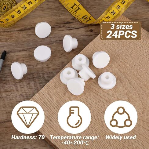24Pcs Silicone Hole Plug, Hole Plug White Waterproof Silicone Stopper White Plug Seal Plug Tube Plugs Replacement Hole Plug 3 Sizes Fit for 14mm 15mm 16mm Bathtub Hole in Saudi Arabia