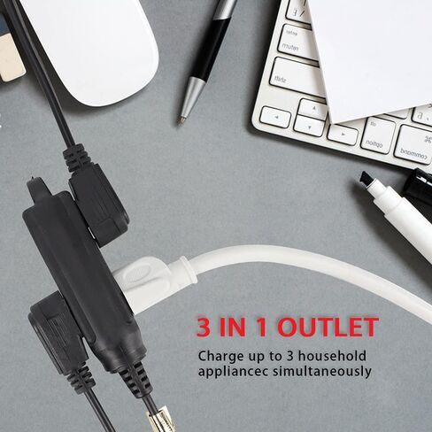 EP 6 Ft 3 Outlet Extension Cord with Flat Plug, 3 Prong Grounded, 16/3 SPT-3 Power Cable for Indoor Use, Black, 2 Pack in Saudi Arabia