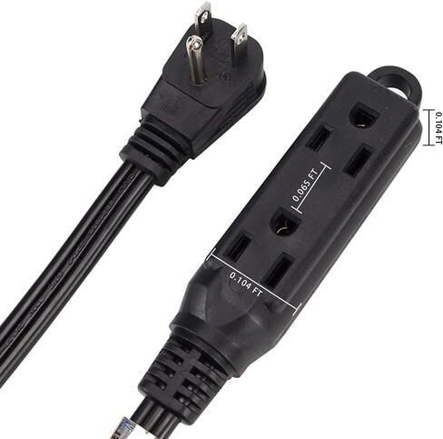 EP 6 Ft 3 Outlet Extension Cord with Flat Plug, 3 Prong Grounded, 16/3 SPT-3 Power Cable for Indoor Use, Black, 2 Pack in Saudi Arabia