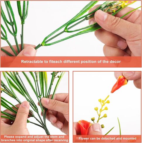 HOHOTIME Fall Flowers Outdoor, Fall Decorations for Home, 24 Pcs Fake UV Resistant Artificial Plants, Yellow and Orange Plastic Faux Calla Lily for Indoor Cemetery Vase Pots Hanging Planters Decor in Saudi Arabia