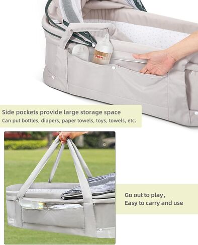 Kiss My Heart Baby Baby Travel Bassinet Portable Bassinet for Baby Portable Baby Bed Travel Mini Baby Cribs Co Sleeper for Baby in Bed with 2 in 1 Canopy for Newborn-Green in Kuwait