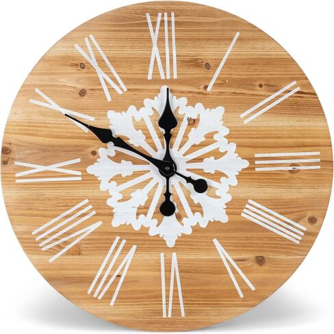 NAT & Jules Striped White and Woodgrain 24 inch Wood Composite Large Wall Clock in Saudi Arabia