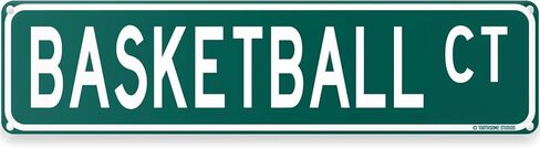 لافتة شارع مضحكة لملعب كرة السلة مقاس 40.64 سم × 10.16 سم، بار رياضي لغرفة الألعاب، ديكور كهف المنزل للرجال (BasketballStreet) in Kuwait