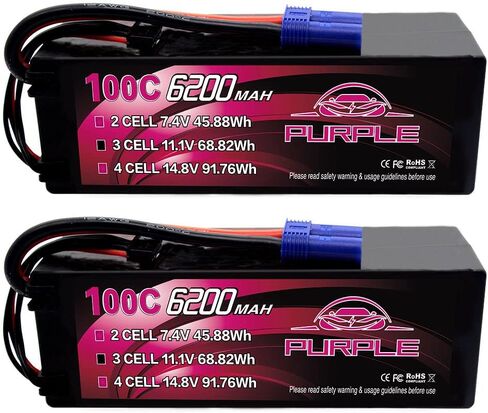 CNHL 6200mAh 4S Lipo Battery 100C 14.8V lipo Battery Hard Case with EC5 Plug for RC Car Truck Boat Tank Buggy Truggy(2 Packs in Saudi Arabia