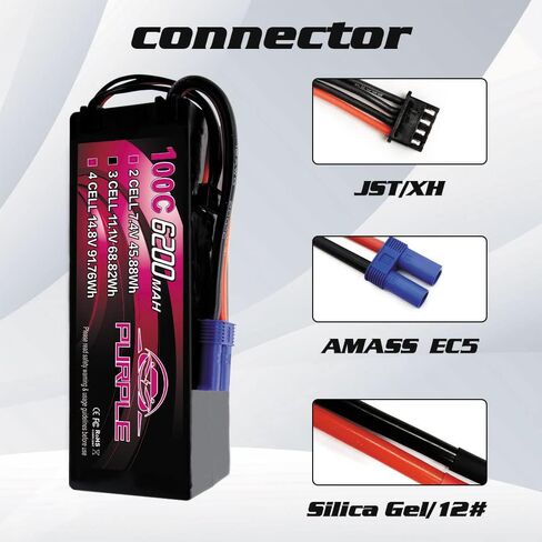 CNHL 6200mAh 4S Lipo Battery 100C 14.8V lipo Battery Hard Case with EC5 Plug for RC Car Truck Boat Tank Buggy Truggy(2 Packs in Saudi Arabia
