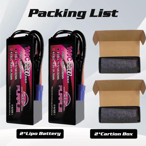 CNHL 6200mAh 4S Lipo Battery 100C 14.8V lipo Battery Hard Case with EC5 Plug for RC Car Truck Boat Tank Buggy Truggy(2 Packs in Saudi Arabia