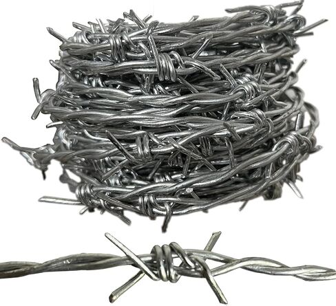 Enhanced 13Gauge Barbed Wire 4-Point,Barb Wire,50FT,High Zinc Content,3.5" Barb Spacing,Fence Wire Roll,Barbed Wire Fence,Real Barbed Wire,Cattle Fencing,Fence Extension,Animal Deterrent in Saudi Arabia