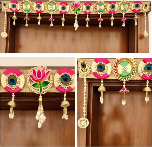 Bandhanwar for Door | Torans for Diwali Decorations |Handmade Door Hanging/Door Valance|Lotus Garland| Indian Traditional Wall hangings|Wedding Decorations (peacock toran) in Saudi Arabia
