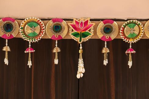 Bandhanwar for Door | Torans for Diwali Decorations |Handmade Door Hanging/Door Valance|Lotus Garland| Indian Traditional Wall hangings|Wedding Decorations (peacock toran) in Saudi Arabia