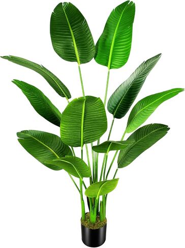 OXLLXO 6.5ft Artificial Silk Bird of Paradise Palm Tree (78in) with 17 Trunks Faux Tree and Plastic Nursery Pot, Fake Plant for Office House Farmhouse Living Room Home Decor (Indoor/Outdoor) in Kuwait
