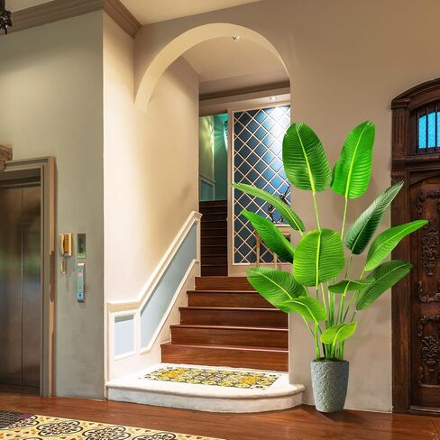 OXLLXO 6.5ft Artificial Silk Bird of Paradise Palm Tree (78in) with 17 Trunks Faux Tree and Plastic Nursery Pot, Fake Plant for Office House Farmhouse Living Room Home Decor (Indoor/Outdoor) in Kuwait