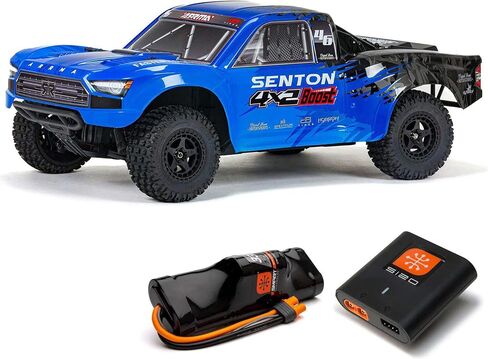 ARRMA RC Truck 1/10 SENTON 4X2 Boost MEGA 550 Brushed Short Course Truck RTR with Battery & Charger, Blue, ARA4103SV4T2 in Saudi Arabia