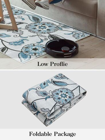 Floral Washable Kitchen Runner Rug 2x6,Beige Long Carpet Runners for Hallway 6ft, Botanical Low Pile Non Slip Rug Runner for Laundry Bathroom Indoor Outdoor Foyer(2x6ft) in Saudi Arabia