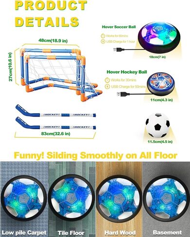 2 Pcs Hover Soccer Toys Set, Boys Gift Idea for Age 6 7 8 9 10 11 12 Years Old, Teen Boys World Cup Christmas Easter Stuffers Valentine Holiday Birthday Present Ball Toy in Saudi Arabia