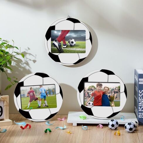 6 Pcs Soccer Picture Frame 4x6 Sport Themed Wooden Photo Frame Baseball Balls Photo Frame Horizontally Vertically Used for Wall Decor Hanging or Tabletop Display in Saudi Arabia