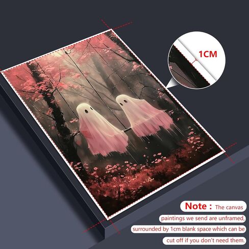 Ghost Takes A Bath Tub in Flower Forest Canvas Wall Art Vintage Gothic Victorian Aesthetic Posters Halloween Cute Ghost Bathtub Portrait Decor Dark Academia Horror Print 12x16in Unframed in Saudi Arabia