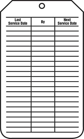 Accuform TRS319CTM PF-Cardstock Inspection & Status Record Tag, Legend "Service Record", 5.75" Length x 3.25" Width x 0.010" Thickness, Black on White (Pack of 5) in Saudi Arabia