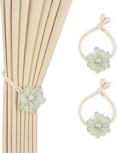 SUQ I OME Lotus Flower Shape curtain tiebacks,curtain holdbacks,curtain holders,curtain ties for Bedroom Decorations (Green) in Saudi Arabia
