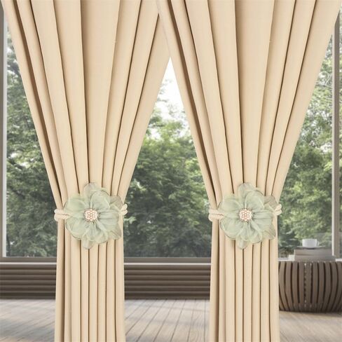 SUQ I OME Lotus Flower Shape curtain tiebacks,curtain holdbacks,curtain holders,curtain ties for Bedroom Decorations (Green) in Saudi Arabia