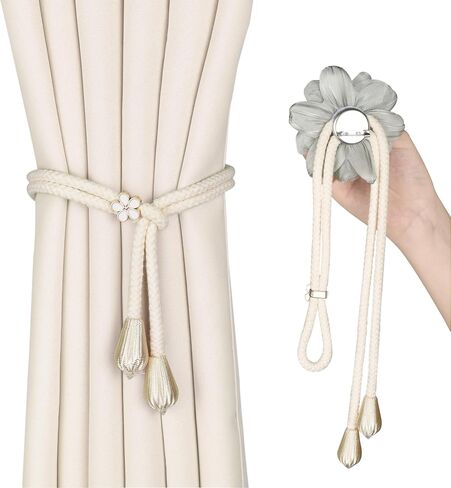 SUQ I OME Lotus Flower Shape curtain tiebacks,curtain holdbacks,curtain holders,curtain ties for Bedroom Decorations (Green) in Saudi Arabia