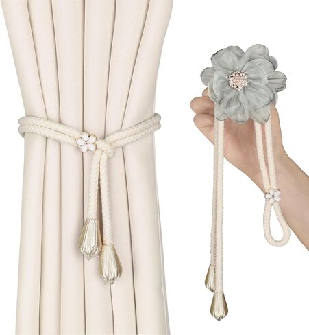 SUQ I OME Lotus Flower Shape curtain tiebacks,curtain holdbacks,curtain holders,curtain ties for Bedroom Decorations (Green) in Saudi Arabia