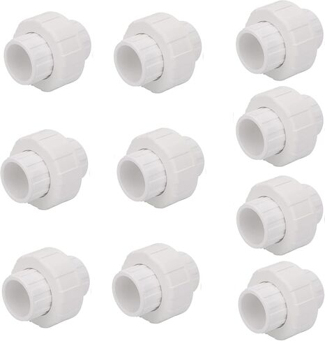 Set of 8, Lobergel 1 Inch PVC Union Coupling, White Pipe Fitting with EPDM O-Ring. Slip PVC Union Coupling Adapter Schedule 40 for Irrigation, Pool & Spa System, Indoor Plumbing Project in Saudi Arabia