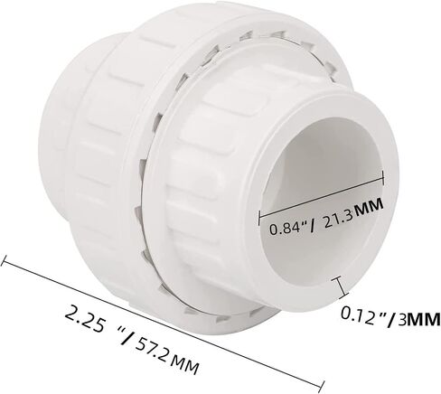 Set of 8, Lobergel 1 Inch PVC Union Coupling, White Pipe Fitting with EPDM O-Ring. Slip PVC Union Coupling Adapter Schedule 40 for Irrigation, Pool & Spa System, Indoor Plumbing Project in Saudi Arabia