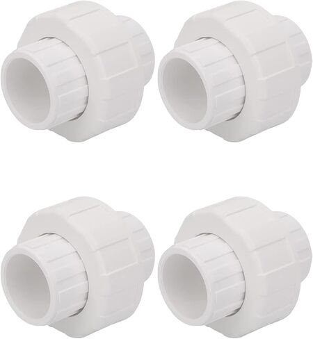 Set of 8, Lobergel 1 Inch PVC Union Coupling, White Pipe Fitting with EPDM O-Ring. Slip PVC Union Coupling Adapter Schedule 40 for Irrigation, Pool & Spa System, Indoor Plumbing Project in Saudi Arabia