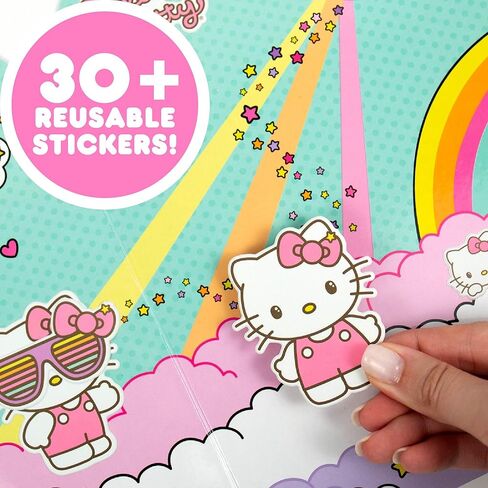 Gudetama the Lazy Egg Puffy Sticker Playset, Includes Over 25 Reusable Gudetama Stickers & 2 Sticker Play Scenes, Lazy 80s Gudetama Theme, Kawaii Stickers, Lazy Egg Stickers for Kids Teens Adults in Saudi Arabia