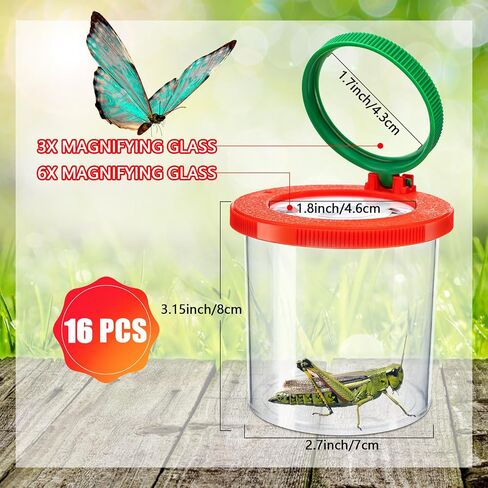 Insert Bug Viewer for Kids, 8PCS Magnifying Insect Box Bug Catcher Kit for Kids Bug Magnifier Container Critter Insect Bug Cage Bug Jar, Magnifier Backyard Explorer Insect Bug Viewer Collecting Kit in Kuwait