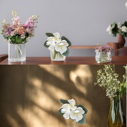 Leadigol 3Pcs Artificial Magnolia Flowers,White Silk Artificial Magnolia Flowers Decoration Bouquet,Long Stem Magnolia Bouquet,for Wedding Party Home in Saudi Arabia