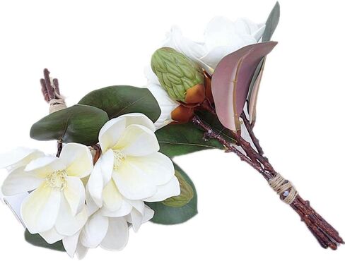 Leadigol 3Pcs Artificial Magnolia Flowers,White Silk Artificial Magnolia Flowers Decoration Bouquet,Long Stem Magnolia Bouquet,for Wedding Party Home in Saudi Arabia