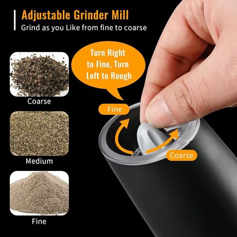 Gravity Electric Salt and Pepper Grinder Set, 2 Pack Automatic Salt and Pepper Grinder Set With LED Light & Adjustable Coarseness, One Hand Operation Mill Grinder Battery-Operated, Gift Idea, Black in Saudi Arabia