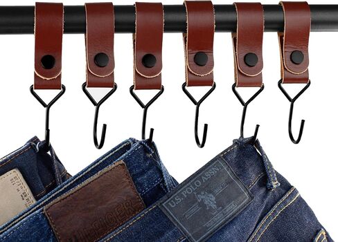 Brute Strength - Leather Straps with Hooks - Cognac - 2X - Full Grain Leather - Mommy Hook - Stroller Clip - Bag Hook - Leather Hooks - Leather s Hooks - Black s Hooks - Similar to S-Hooks in Saudi Arabia