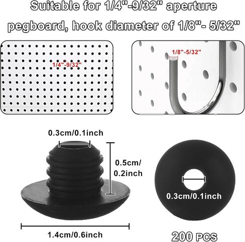 200PCS Black Peg Hook Stoppers 1/4 Pegboard Hook Locks Small Peg Board Hook Stoppers Pegboard Hook Locks to Secure Your Pegboard Hooks 4MM Peg Locks Stopping Hooks from Falling Off in Saudi Arabia