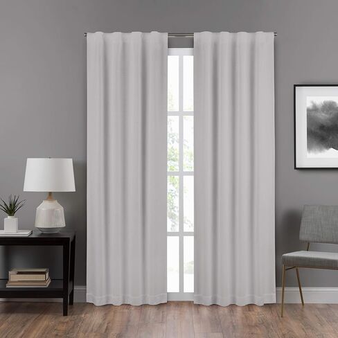 ECLIPSE DraftStopper Room Darkening Curtains for Bedroom - Summit Solid 40" x 84" Thermal Insulated Single Panel Rod Pocket Light Blocking Curtains for Living Room, White in Saudi Arabia