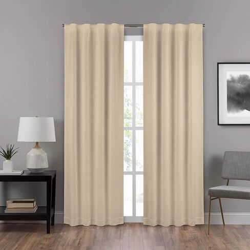 ECLIPSE DraftStopper Room Darkening Curtains for Bedroom - Summit Solid 40" x 84" Thermal Insulated Single Panel Rod Pocket Light Blocking Curtains for Living Room, White in Saudi Arabia