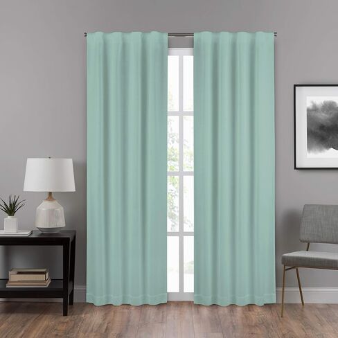 ECLIPSE DraftStopper Room Darkening Curtains for Bedroom - Summit Solid 40" x 84" Thermal Insulated Single Panel Rod Pocket Light Blocking Curtains for Living Room, White in Saudi Arabia