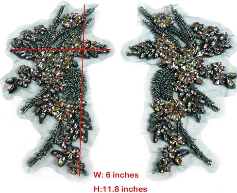 Silver Rhinestons Appliques, Beaded Appliques Embellishments,sew on for Dresses,Banquet Evening Gown, Photograph Shot,scrafts Decoration by Pair in Kuwait