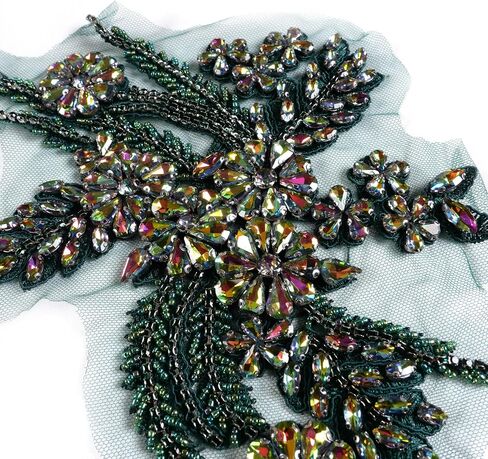 Silver Rhinestons Appliques, Beaded Appliques Embellishments,sew on for Dresses,Banquet Evening Gown, Photograph Shot,scrafts Decoration by Pair in Kuwait