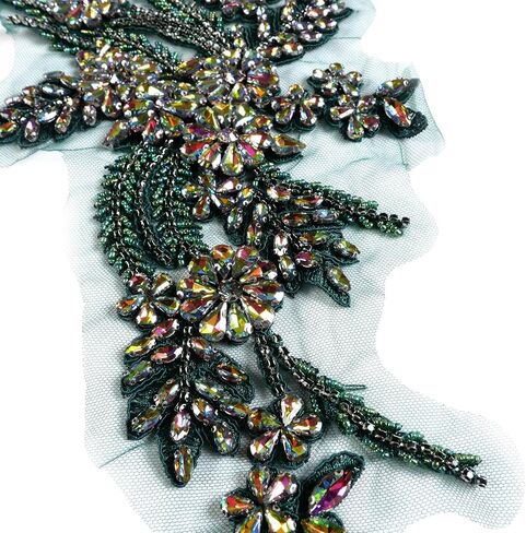 Silver Rhinestons Appliques, Beaded Appliques Embellishments,sew on for Dresses,Banquet Evening Gown, Photograph Shot,scrafts Decoration by Pair in Kuwait