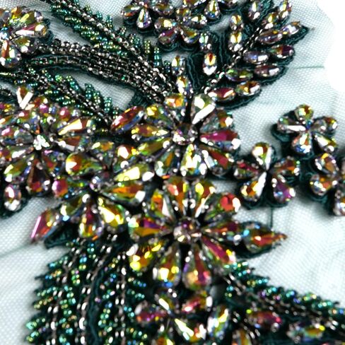 Silver Rhinestons Appliques, Beaded Appliques Embellishments,sew on for Dresses,Banquet Evening Gown, Photograph Shot,scrafts Decoration by Pair in Kuwait