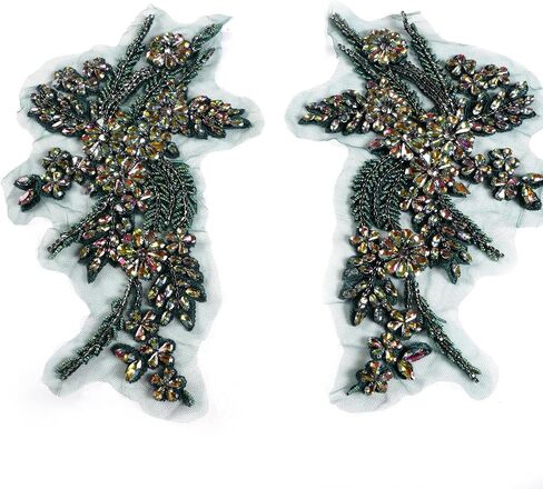 Silver Rhinestons Appliques, Beaded Appliques Embellishments,sew on for Dresses,Banquet Evening Gown, Photograph Shot,scrafts Decoration by Pair in Kuwait