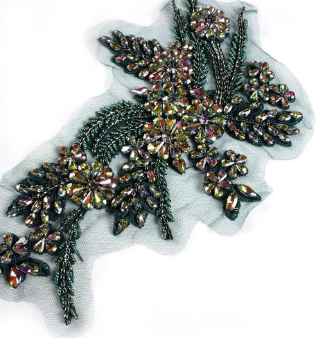 Silver Rhinestons Appliques, Beaded Appliques Embellishments,sew on for Dresses,Banquet Evening Gown, Photograph Shot,scrafts Decoration by Pair in Kuwait